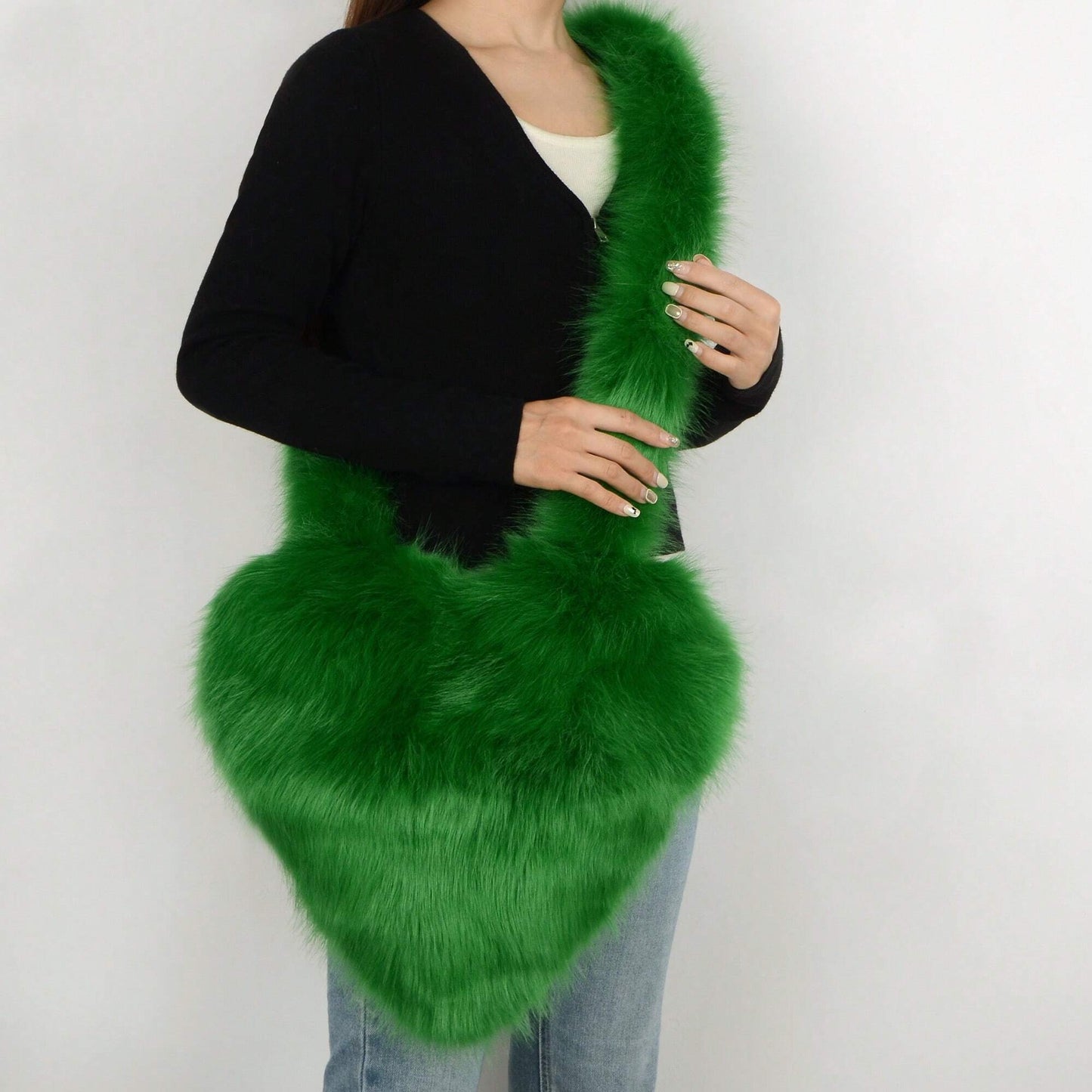 Plush Love Heart Fur Crossbody Bags