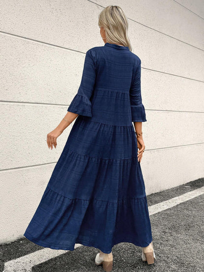 Emery Rose Ruffle Hem Polyester Maxi Dress