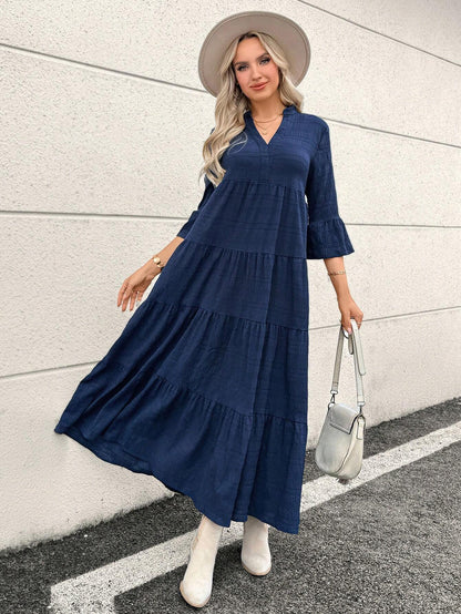 Emery Rose Ruffle Hem Polyester Maxi Dress