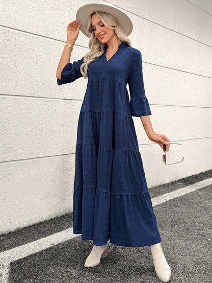 Emery Rose Ruffle Hem Polyester Maxi Dress