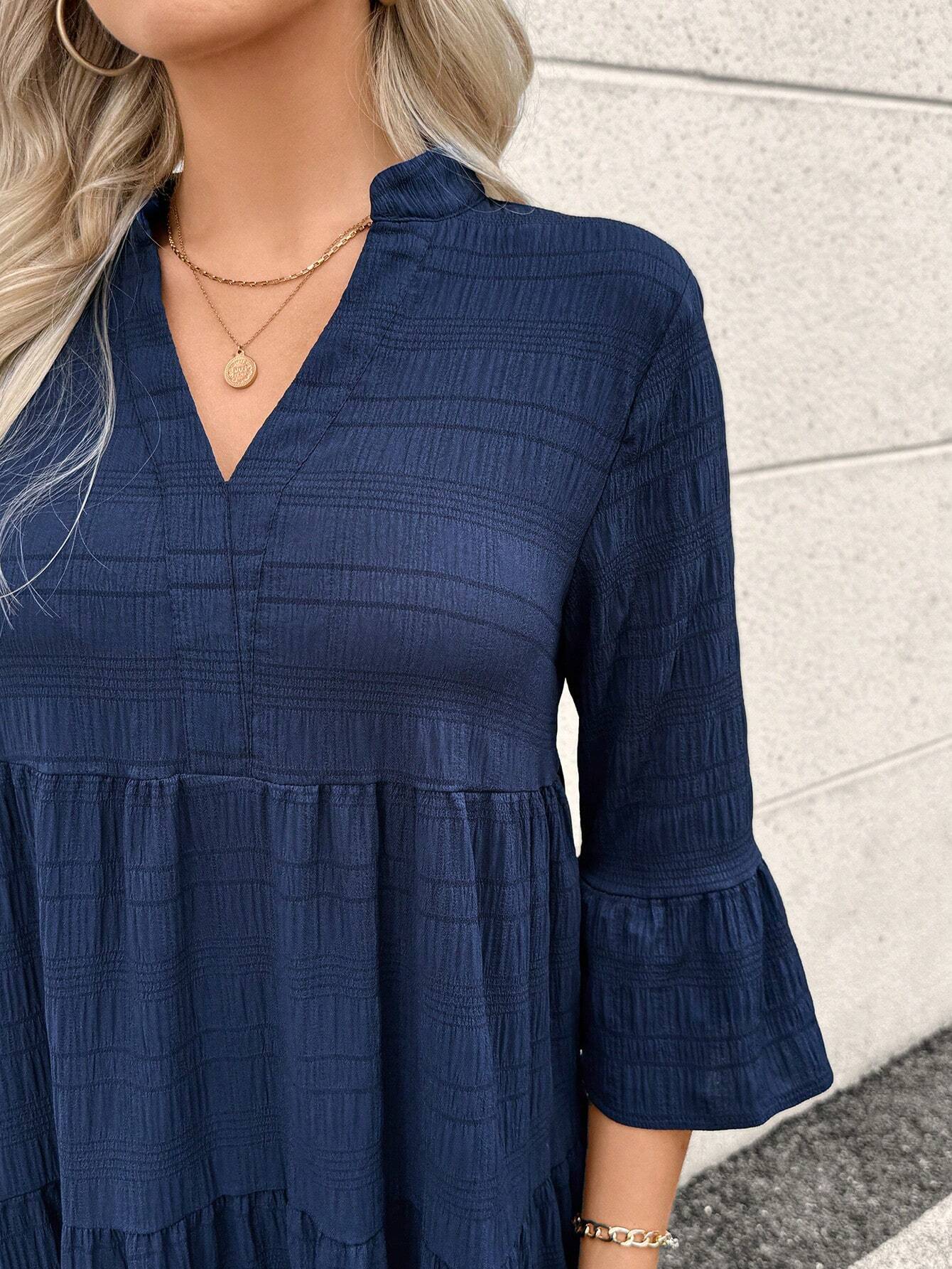 Emery Rose Ruffle Hem Polyester Maxi Dress