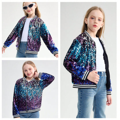 LOLANTA Girls Gradient Sequined Bomber Jackets