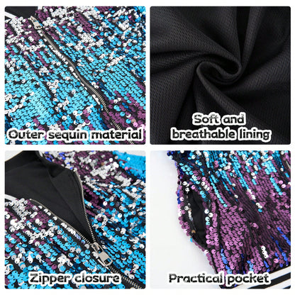 LOLANTA Girls Gradient Sequined Bomber Jackets