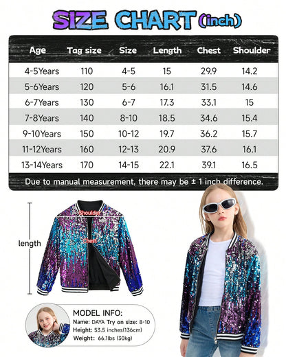 LOLANTA Girls Gradient Sequined Bomber Jackets