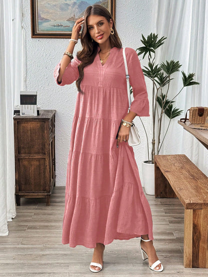 Emery Rose Ruffle Hem Polyester Maxi Dress