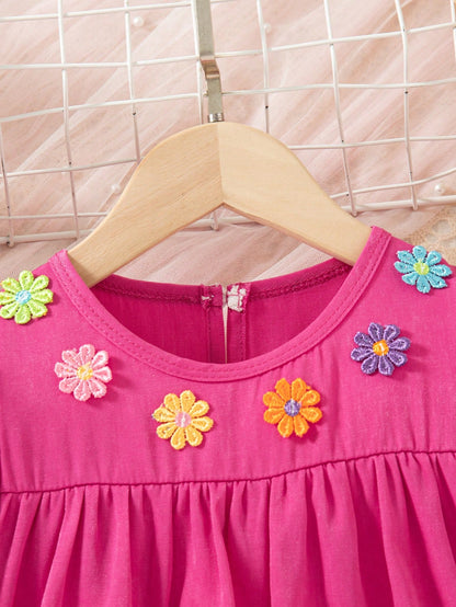 Daisy Puff Sleeve Chambray Denim Dress