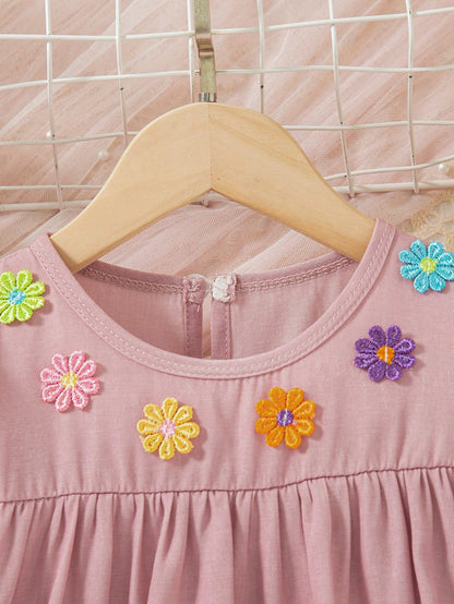 Daisy Puff Sleeve Chambray Denim Dress