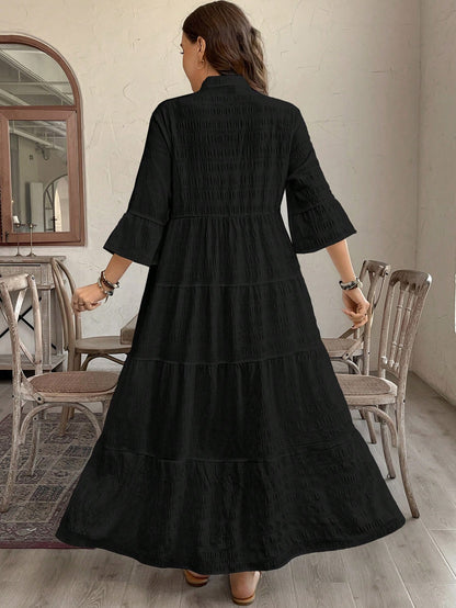 Emery Rose Ruffle Hem Polyester Maxi Dress