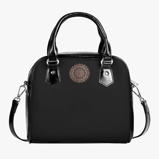 Mandala Black Vegan Leather Saddle Bag