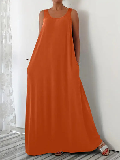 Plus Size A-Line Sleeveless Maxi Dresses