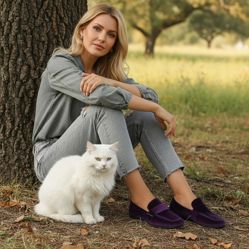 Velvet Mary Jane Slip-On Loafers