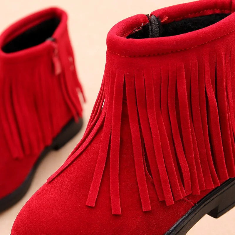 Girls Fringe Ankle Boots