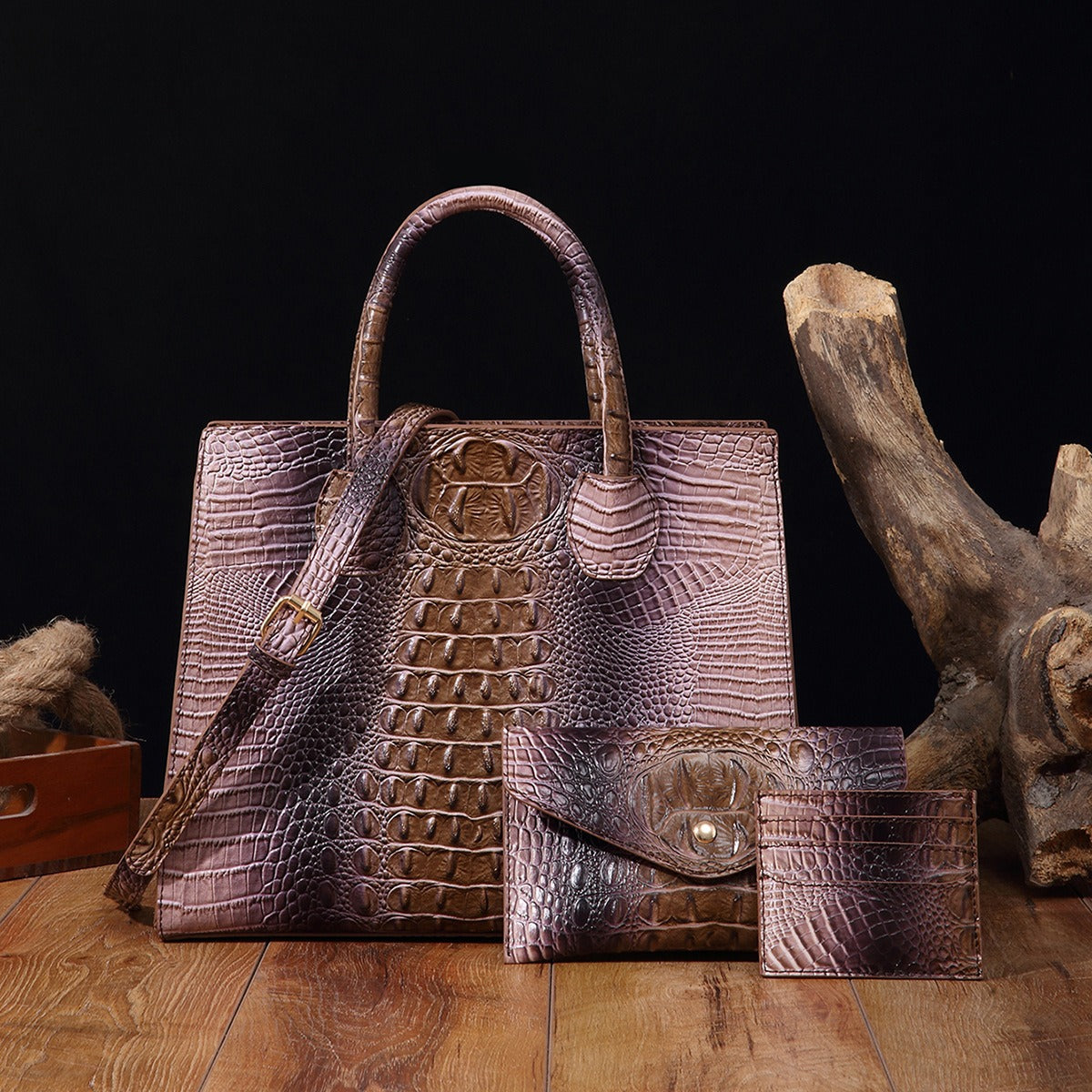 Crocodile Grain Crossbody Tote Bags