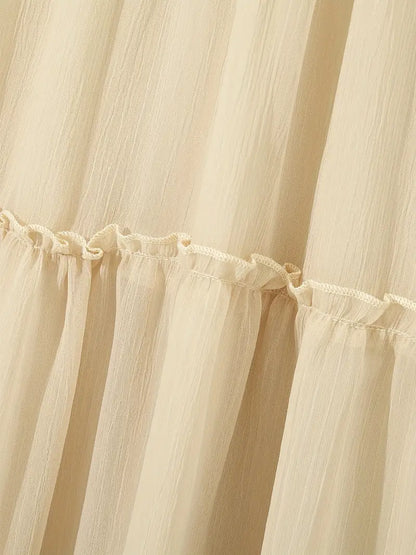 Lace Trim Long Sleeve Ruffle Dresses