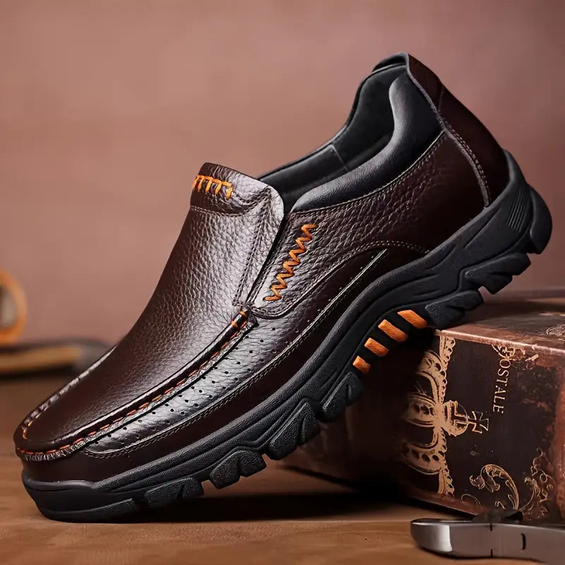 ONYX ASH Genuine Leather Slip-On Dress Shoes