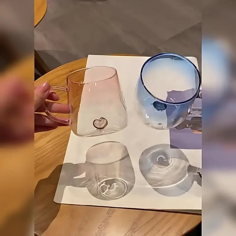 Heart-Shaped Gradient Glass Mugs