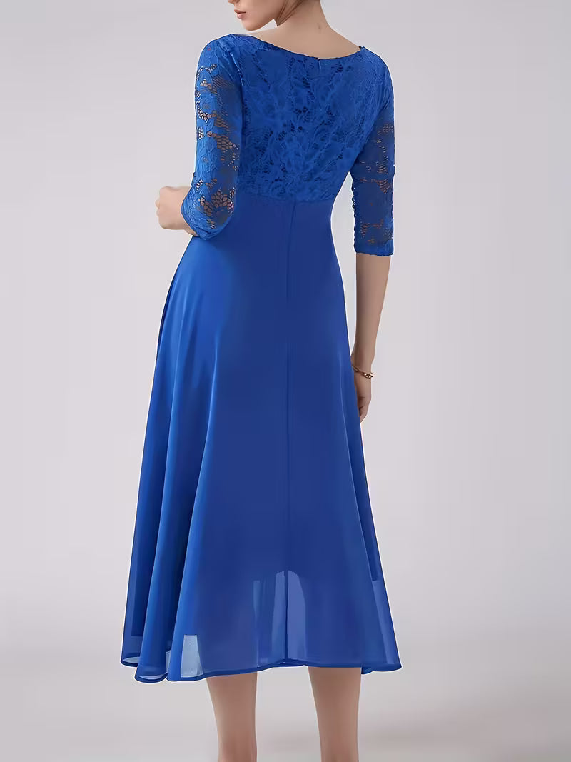 Vogue Chiffon Lace Midi Dress