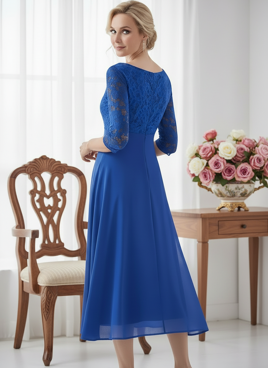 Vogue Chiffon Lace Midi Dress