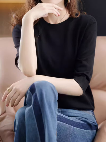 Seraphine Round Neck Short Sleeve Knit Tops