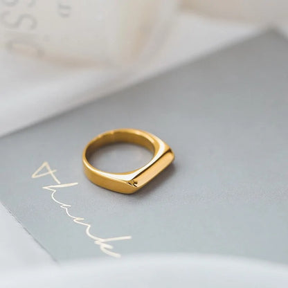 18K Gold Plated Titanium Square Ring