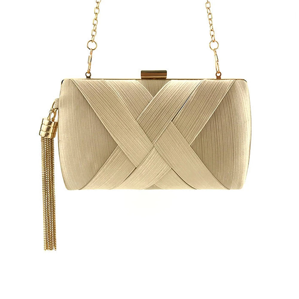 Satin Crisscross Evening Clutch