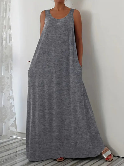 Plus Size A-Line Sleeveless Maxi Dresses