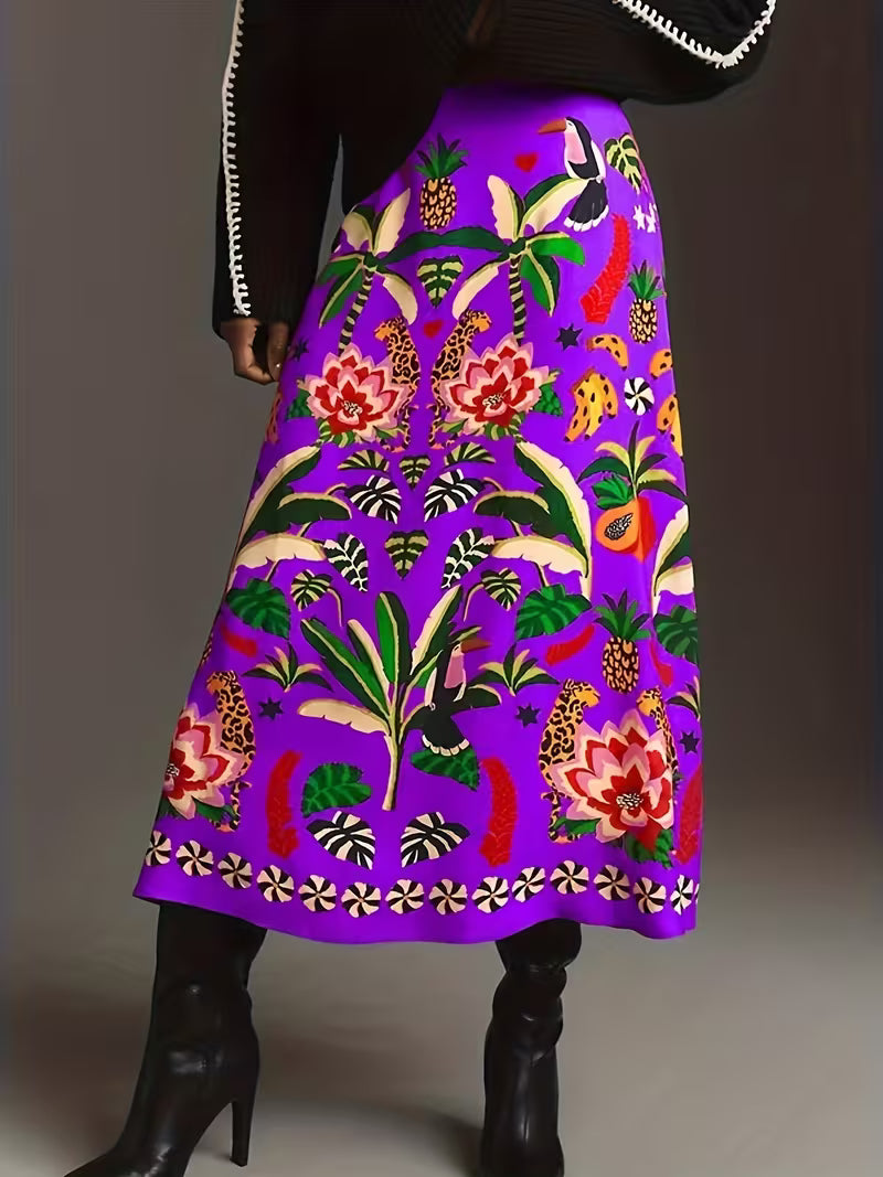 Tropical Rio Floral A-Line Skirt