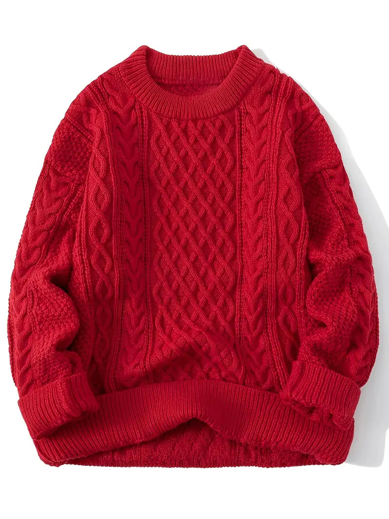 Hawthorne Acrylic Loose Knitted Aran Pullover Sweaters