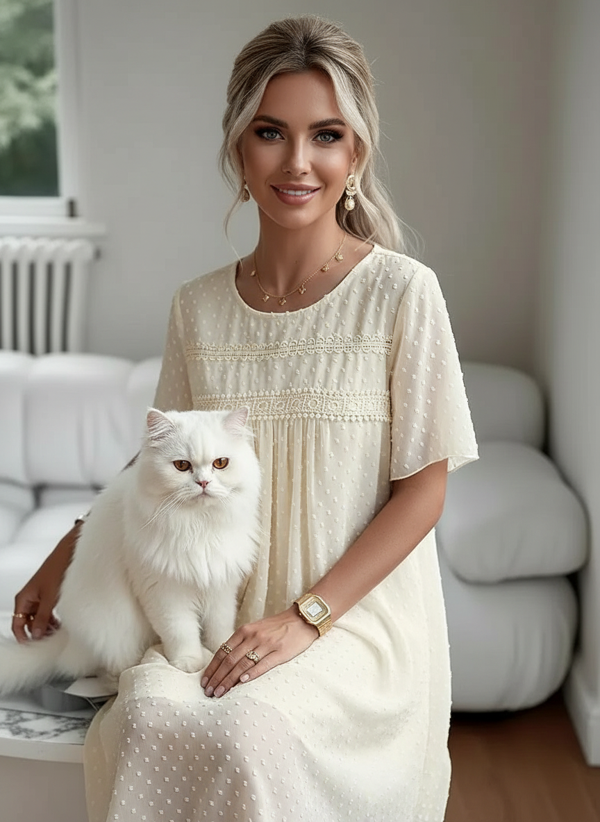 Chiffon Polka Dot Baby Doll Shortie Nightie