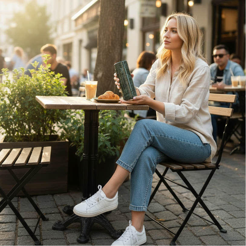 Green Stone Natural Marble Serpentine Jade Drinking Cup Tumbler
