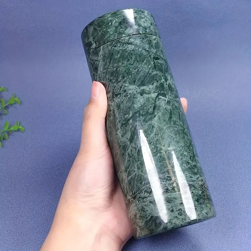Green Stone Natural Marble Serpentine Jade Drinking Cup Tumbler