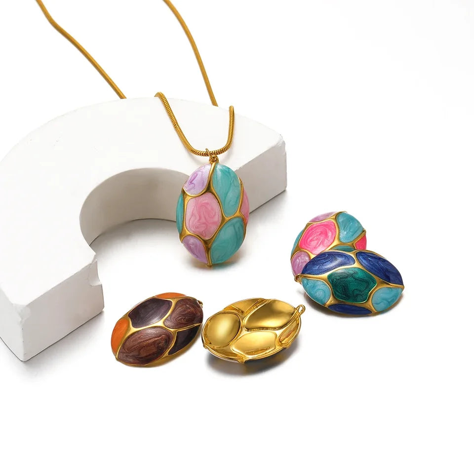 Geometric Enamel Pendant Necklace
