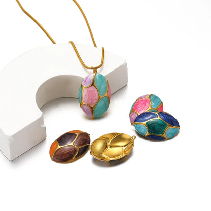 Geometric Enamel Pendant Necklace