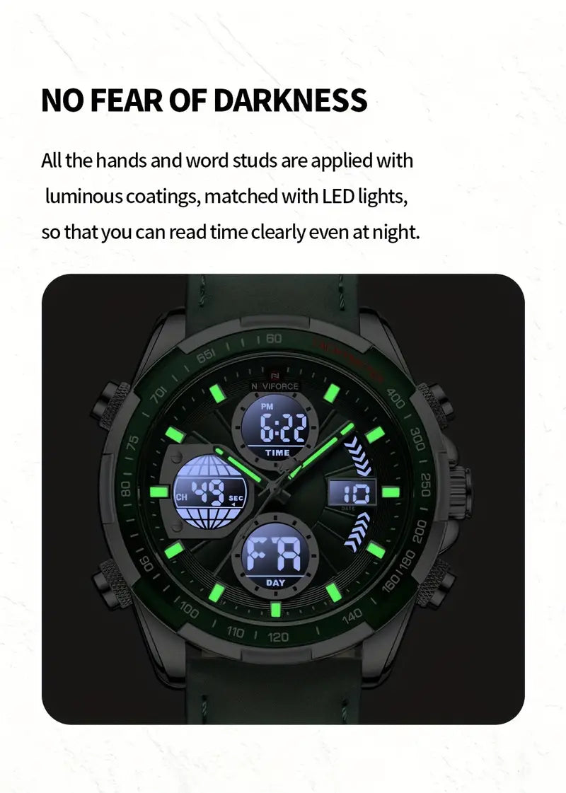 NAVIFORCE Luxury Waterproof Dual Display Sports Quartz Watch