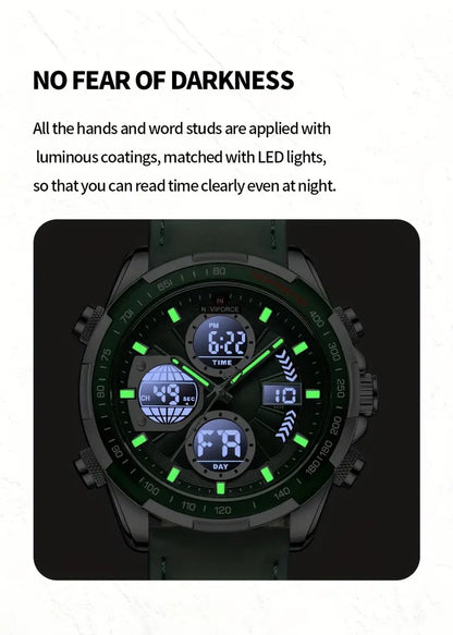 NAVIFORCE Luxury Waterproof Dual Display Sports Quartz Watch