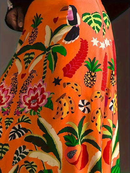 Tropical Rio Floral A-Line Skirt