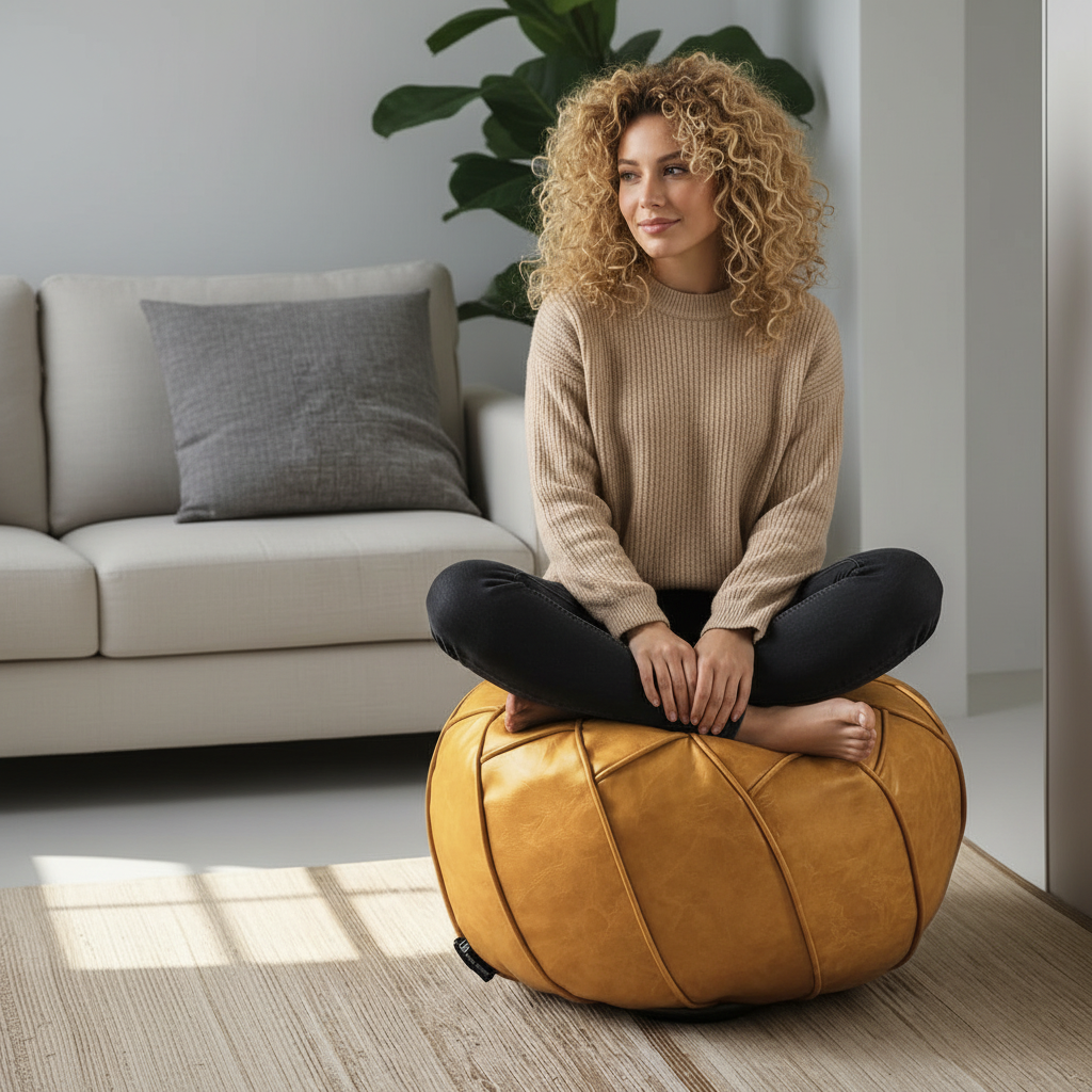 Moroccan Dual Purpose Vegan Leather Ottoman