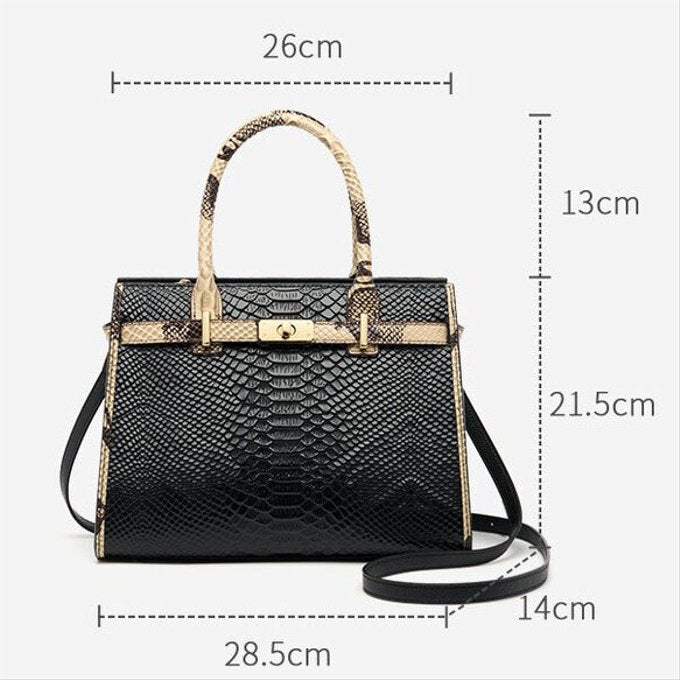 Birkin Inspired Genuine Leather Handbag - Dual Tone Snake Edition