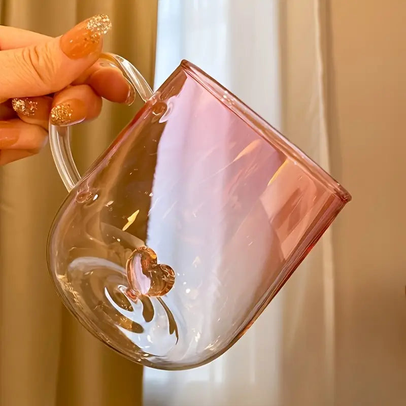 Heart-Shaped Gradient Glass Mugs