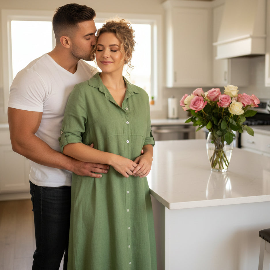 Plus Size Cotton Linen Shirt Dress