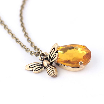 Vintage Amber & Bee Crystal Pendants