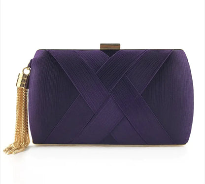 Satin Crisscross Evening Clutch