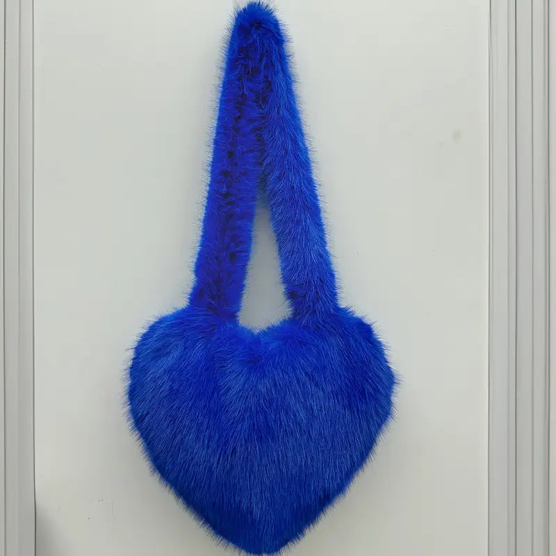Plush Love Heart Fur Crossbody Bags