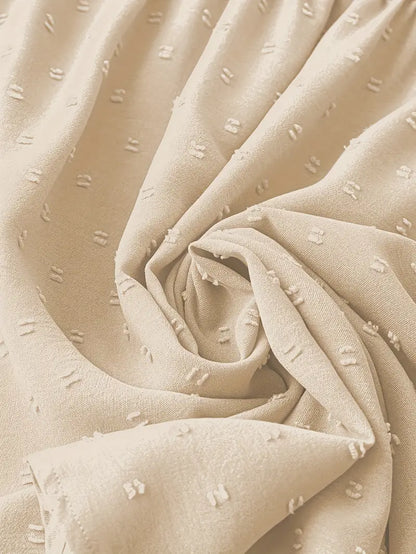 Polka Dot Textured Short Sleeved Blouse Top