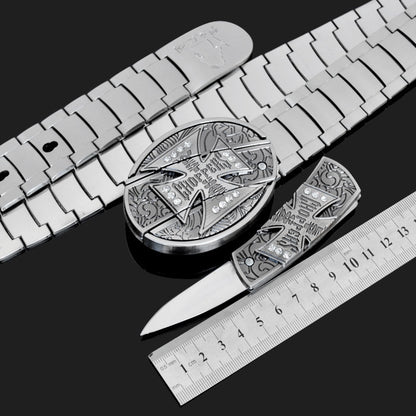 Tactical Stainless Steel Self-Defense Belt and Buckle Knife