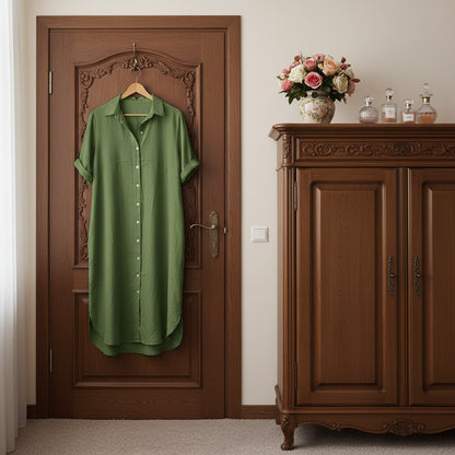 Plus Size Cotton Linen Shirt Dress