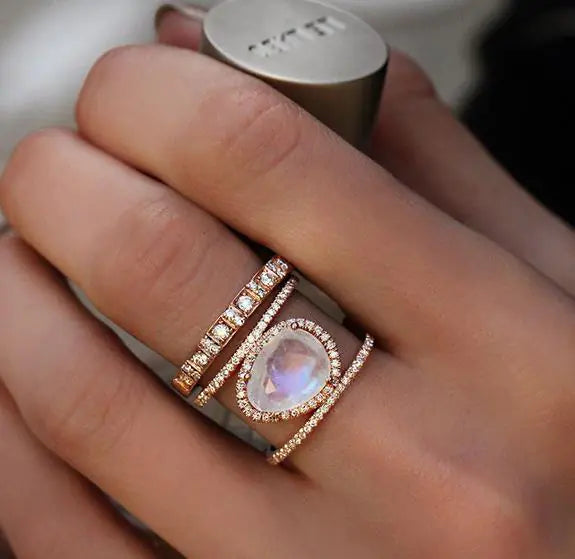 Double Band Moonstone Ring