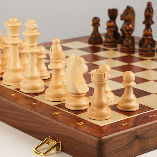 Handmade Traditional Wooden Folding Chess Set