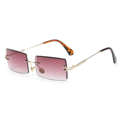 Rimless Small Rectangle Eyewear UV400 Sunglasses