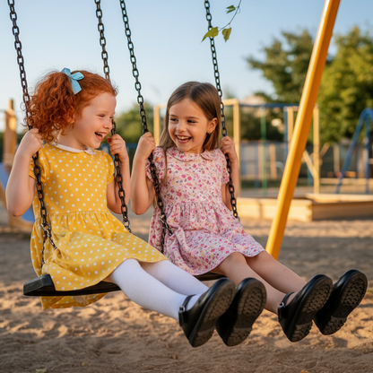 Heart Motif Black Vegan Leather Shoes